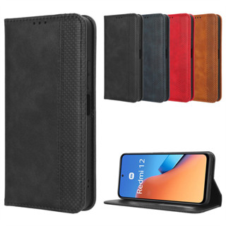 日本書本式側掀皮套 小米Poco M6 Pro手機殼Redmi 12手機皮套磁吸翻蓋插卡保護殼5保護套素面手機殼