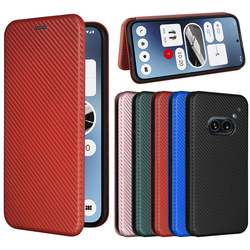 日本書本式適用Nothing phone2A耐磨耐髒碳纖維翻蓋防摔保護套插卡磁吸商務手機殼側掀防摔殼套