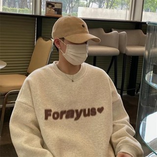 【HOT 本舖】男裝 M-5XL 國潮 春秋季 美式復古 圓領 衛衣男 字母 印花 情侶 寬鬆 上衣 外套潮 衣服