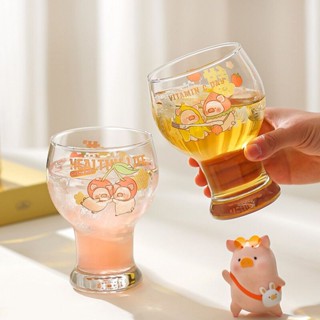 lulu豬 聯名 可愛啤酒杯子 玻璃杯 女高顏值 果汁杯 飲料杯 家居用品