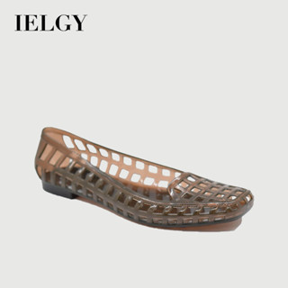 IELGY 韓國果凍鞋淺口單鞋水晶pvc休閒方頭涼拖鞋跳舞穆勒鞋