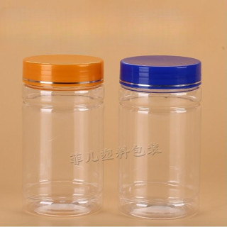 現貨【塑膠瓶】崑崙雪菊塑膠瓶 包裝透明罐 茶葉罐 PET樣品膠囊瓶 300ml大口竹節瓶