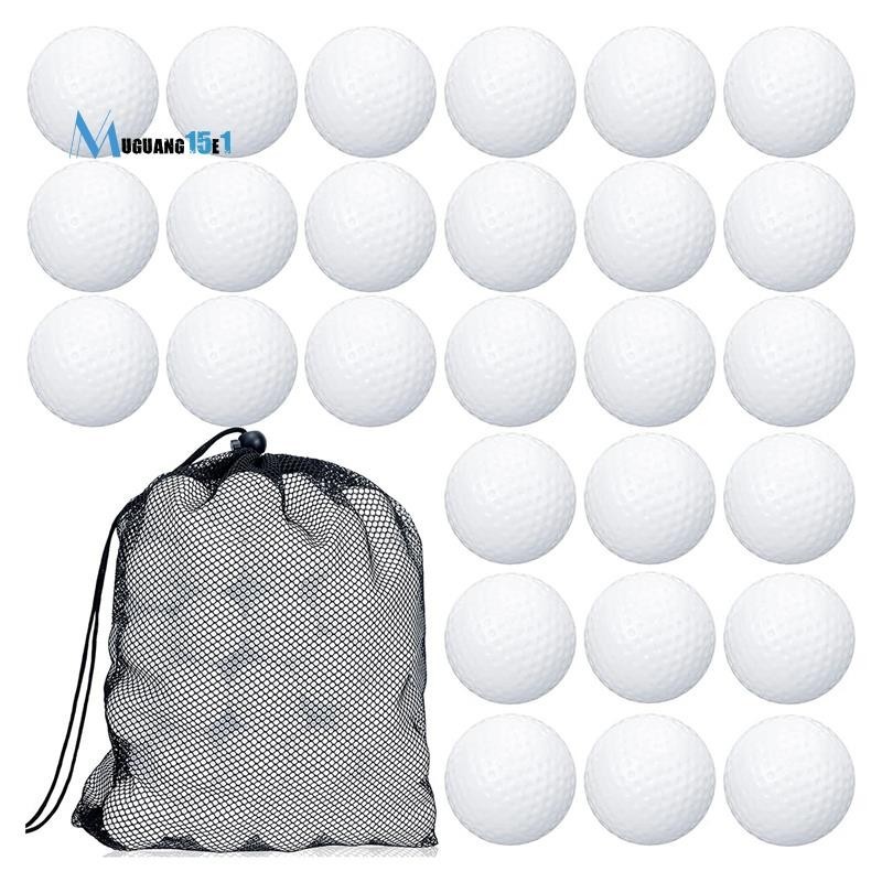 100 件裝高爾夫球練習球空心高爾夫球訓練高爾夫球帶網狀抽繩收納袋用於訓練