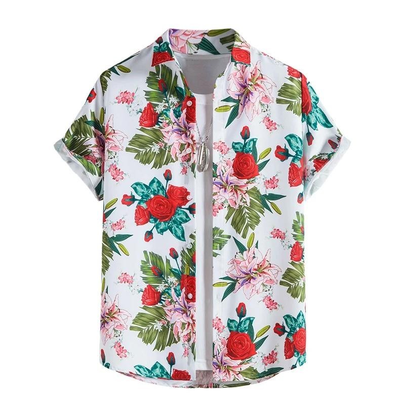 夏季男士夏威夷襯衫向日葵印花襯衫男士女士復古超大短袖寬鬆休閒熱帶沙灘上衣