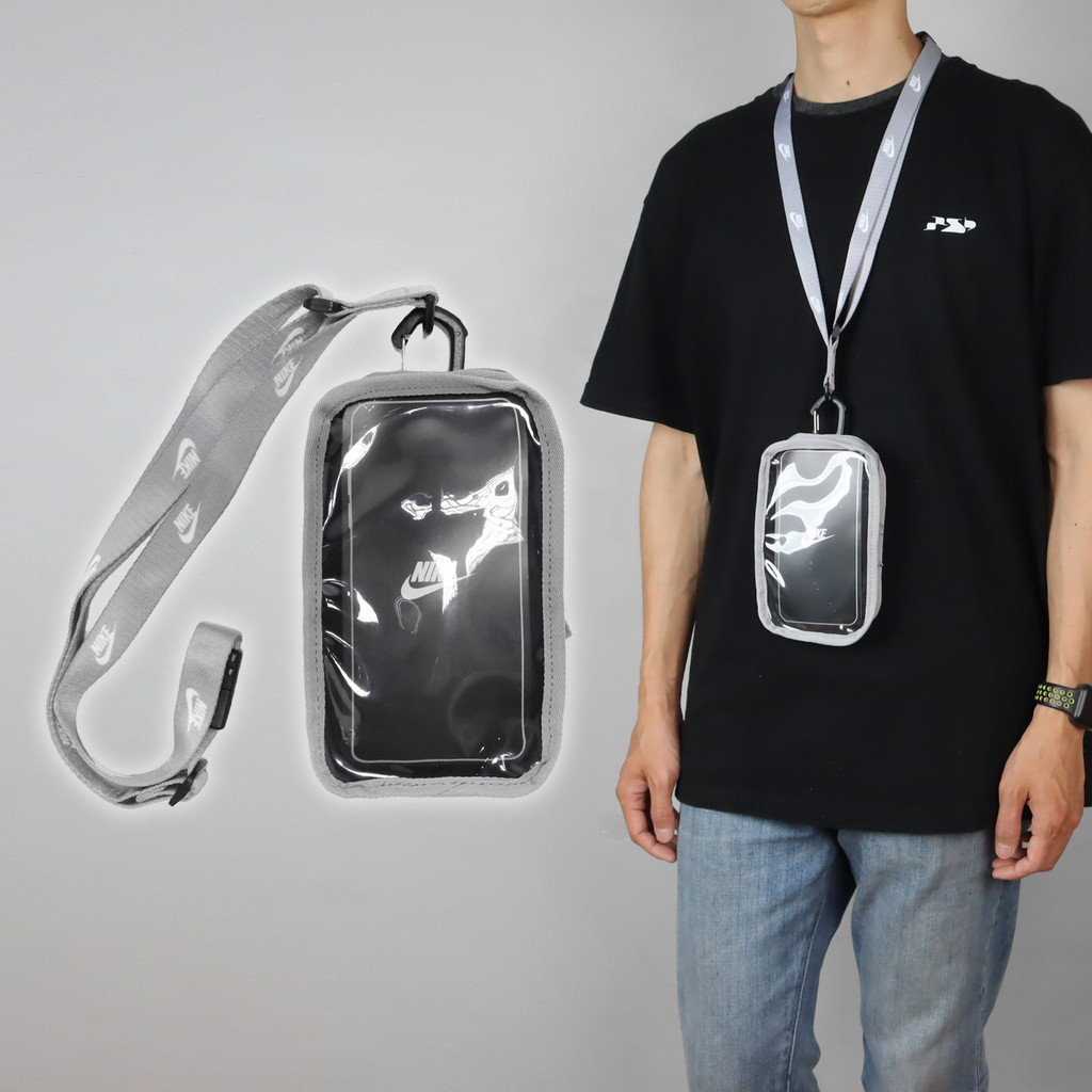 Nike 包包 Club Phone 男女款 灰 手機斜背包 手機掛繩 觸控[ACS] N100909600-7OS