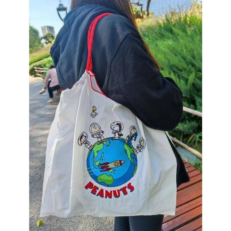 日本代購ball chain環保袋史努比聯名防水刺繡手提包購物袋女款