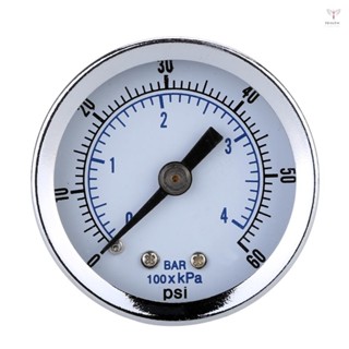 1/8" BSPT 空氣壓縮機液壓壓力表 0-60 PSI 背面安裝 40mm 錶盤