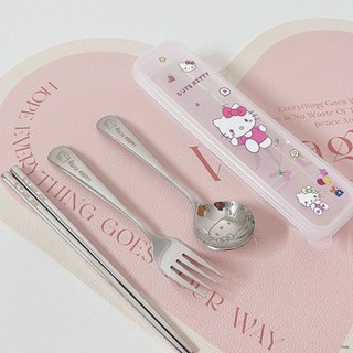 CaiYue現貨+贈收納盒HelloKitty餐具組 304不鏽鋼餐具 筷子勺 湯勺叉子 環保餐具 可愛餐具 便攜外出