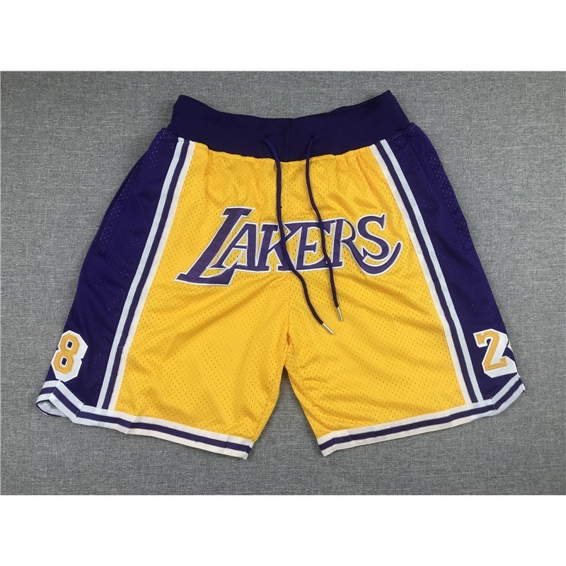 【10款】NBA短褲洛杉磯湖人隊8#24#KOBE Bryant黃色just DON口袋籃球短褲