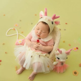 龍年新寶寶攝影主題服裝道具背景毯新生嬰兒拍照帽子玩偶滿月百天 Y9WH