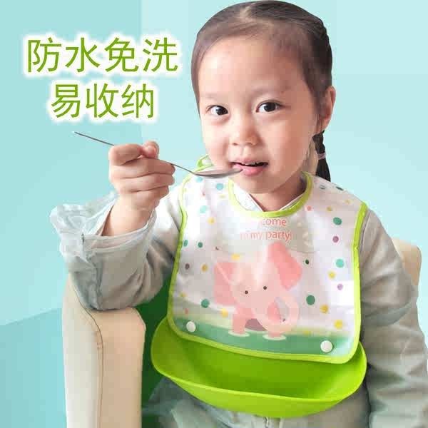 寶寶柔軟食飯兜防水免洗可調整嬰兒童圍嘴吃飯口水兜1個月到4歲