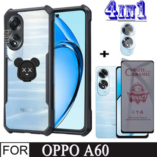 OPPO A60 防震手機殼適用於 OPPO A18 A38 A58 Reno 11F 5G 4 合 1 全覆蓋螢幕保護