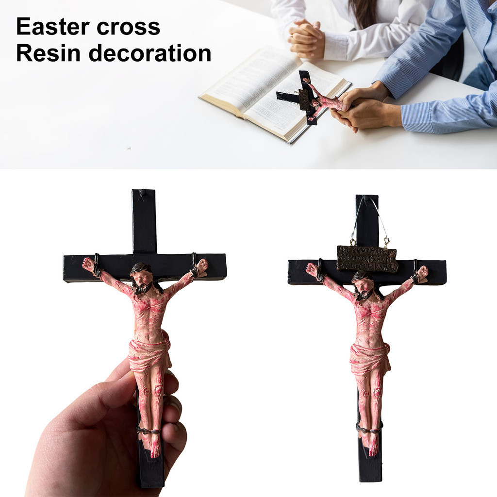 (FR) 復活節十字架耶穌牆十字架裝飾十字架基督十字架家庭辦公室教堂壁掛救世主樹脂裝飾品節日禮物