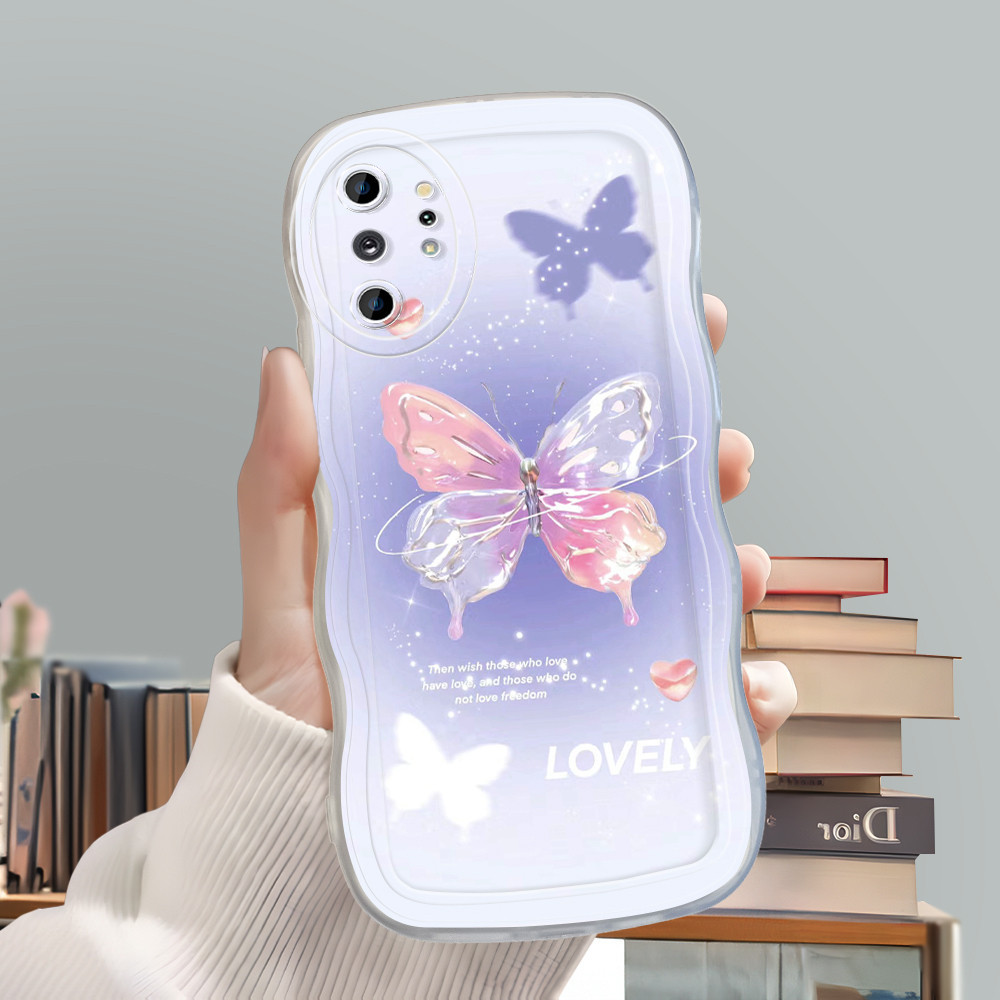 SAMSUNG 適用於兼容三星 Note 10 Plus 5G 軟殼紫色蝴蝶手機殼軟殼奶油殼
