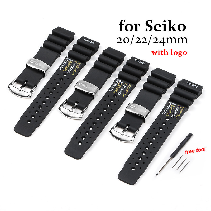 SEIKO 20 毫米 22 毫米 24 毫米矽膠錶帶適用於精工 Water Ghost Nd Limits 橡膠錶帶金