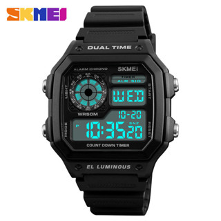 SKMEI 1299 男士運動數字手錶防水電子 LED 顯示屏軍用手錶男士鬧鐘 Montre Homme 多功能休閒時尚