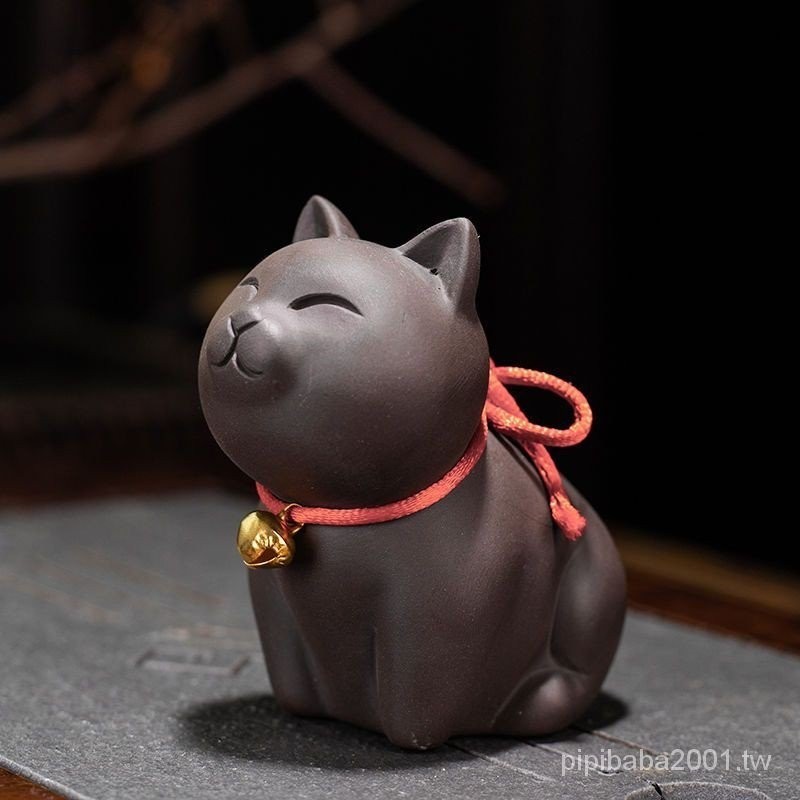 高檔可愛紫砂茶寵貓招財可養茶盤茶玩茶具擺件家居客廳臥室裝飾品
