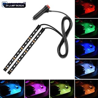Openmall 12V LED 汽車內飾氛圍背光環境情緒腳燈 USB 24LED 打火機裝飾燈汽車配件 J5P7