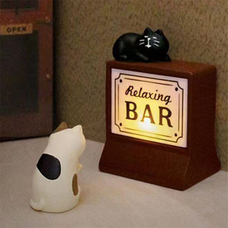 【現貨】日式雜貨ZAKKA酒吧燈INS調酒師裝飾道具微縮貓咪樹脂工藝品小擺件