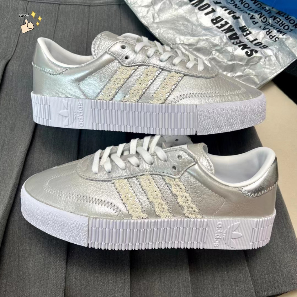 正品新款 Adidas originals Samba 銀色 銀霧蕾絲 芭蕾風 男女鞋 EE9017 GW0298