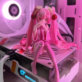 櫻花初音未來手辦 MIKU泡麵壓 可愛 車用 機箱 桌面 擺件 景品女模型 禮物