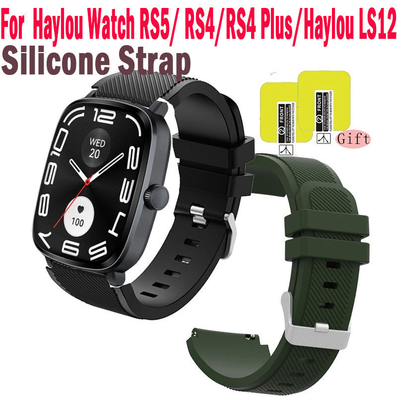 適用於 Haylou 手錶 RS5/ RS4/RS4 Plus/Haylou LS12 錶帶智能手錶配件的矽膠手鍊帶屏幕