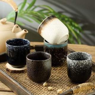«餐廳杯子» 現貨 日式陶瓷茶杯復古擺臺餐具 杯子 家用壽司火鍋餐廳用茶 水杯 餐具