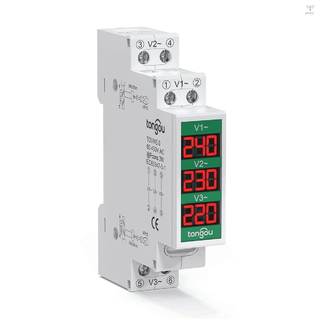 60-450v三相電壓表模塊化電壓表3 LED數顯家用家用電壓表