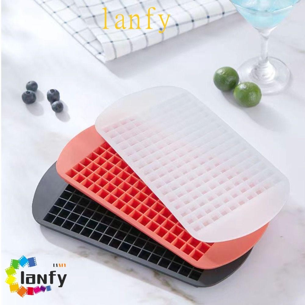 LANFY160格柵冰盤,硅膠容易脫模方形冰塊模具:,迷你可重複使用多個網格製冰機冷飲