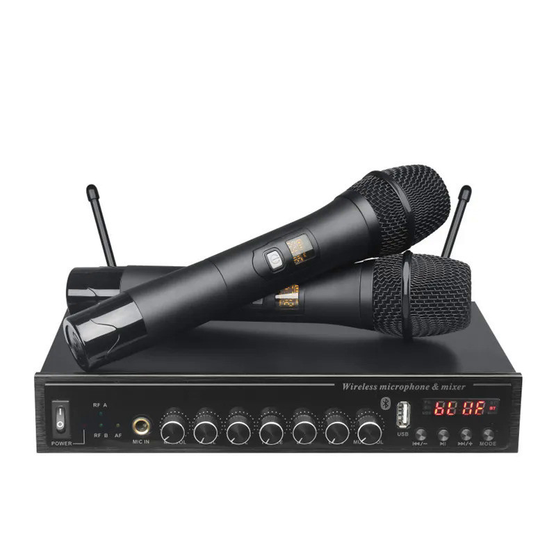 Epxcm T-800 UHF 無線麥克風 2 通道帶藍牙混響 USB 手持麥克風,用於卡拉 OK 唱歌舞台表演