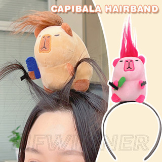Capybara 頭帶 - 用於洗臉、化妝、拍照裝飾品 - 有趣、卡通、可愛 - 豚鼠娃娃髮箍 - 毛絨髮飾