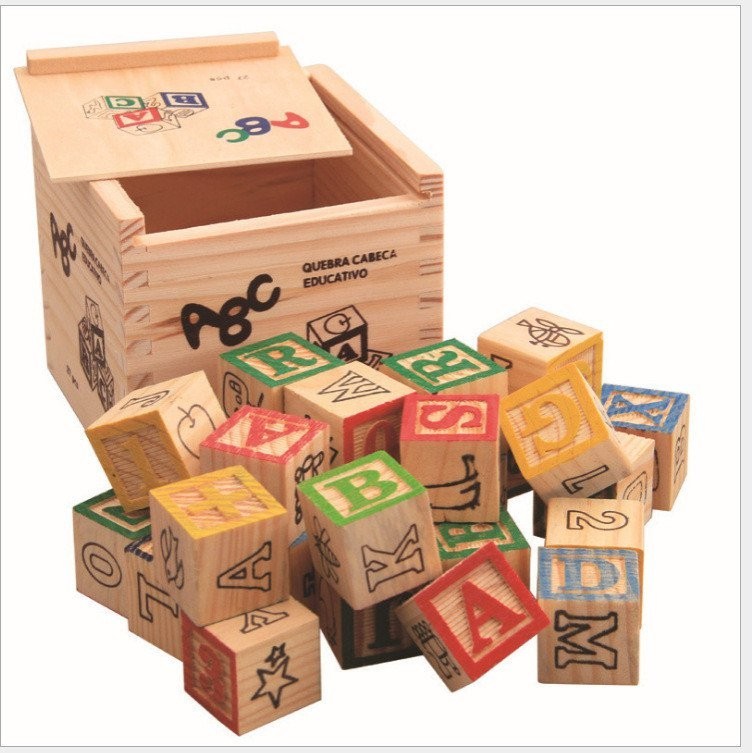 【安安】【現貨】27粒兒童 衝印英文字母盒英文學習早敎木製玩具益智六一禮物