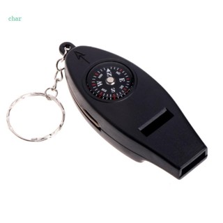 Char 安全多功能口哨指南針放大鏡帶鑰匙扣,適合徒步旅行