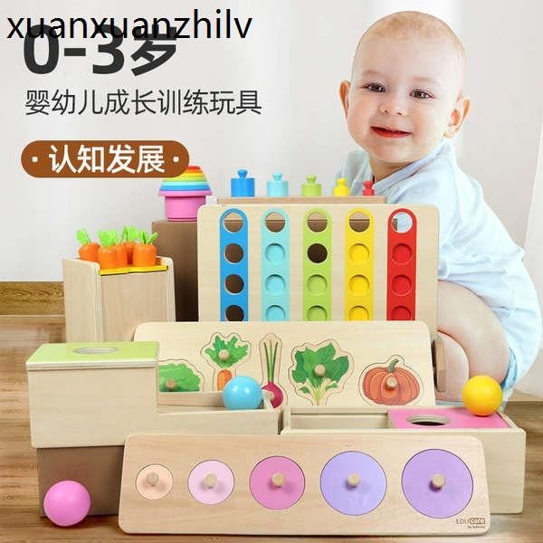 EDUcare0-3歲嬰幼兒認知發展彩色插片屏風抓手拼圖木製早教玩具