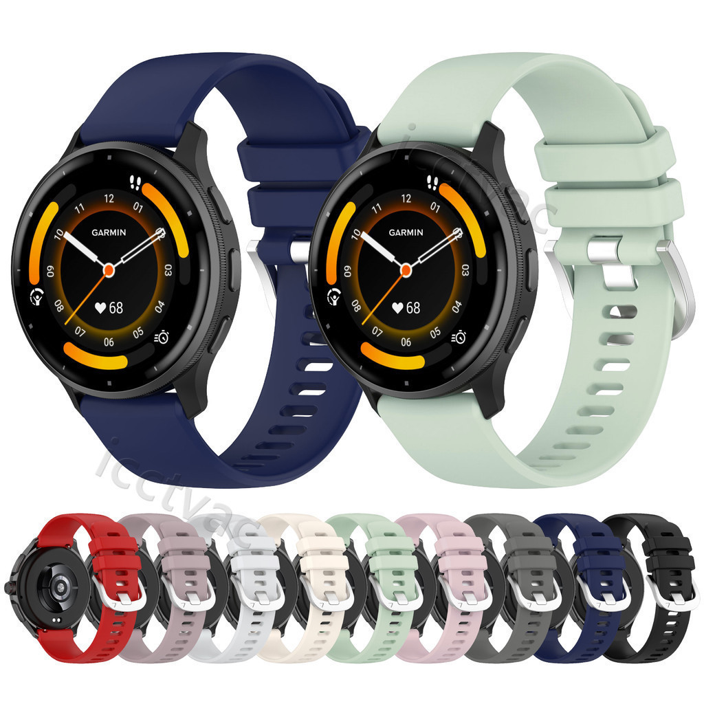 Galaxy Watch 6 5 4 20mm 銀扣光面矽膠錶帶 Active 2 Realme Watch