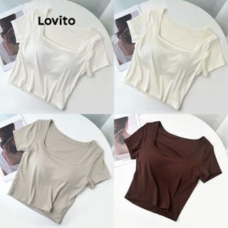 Lovito 女士休閒素色基本款 T 恤 LNE24089 (多色的）