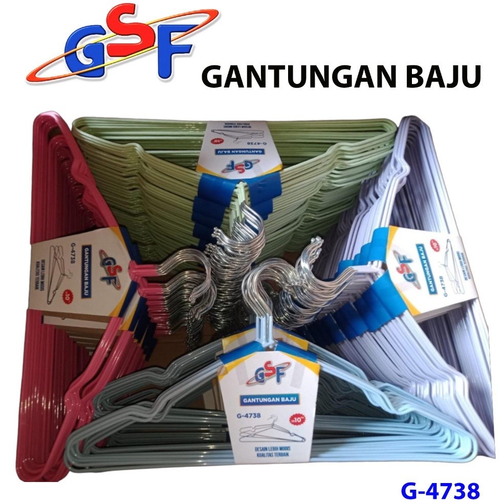 Gantungan 衣架 GSF 彩色衣架 GSF G4738 衣架 10 件 GSF 4738mwsrr