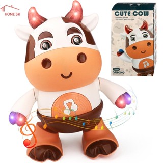 Baby Cow Toy 帶音樂和 LED 燈早教嬰兒奶牛音樂玩具可愛創意學前音樂跳舞奶牛 SHOPSKC9271