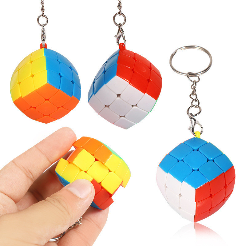 3x3x3 鑰匙扣立方體迷你 3x3 速度立方體無貼紙 3 厘米麵包立方體鑰匙圈拼圖立方體