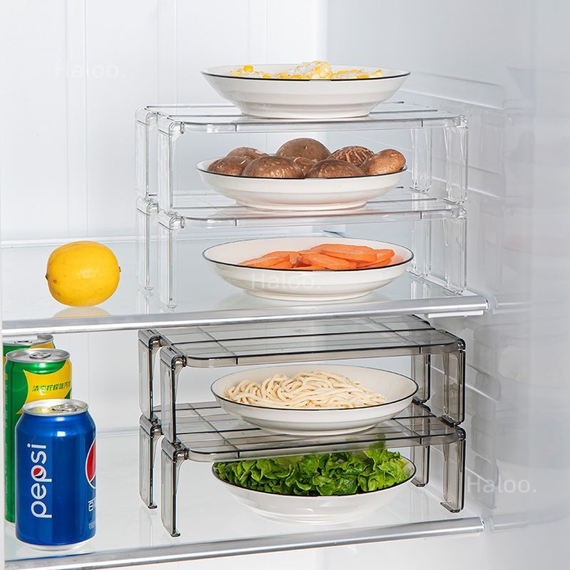冰箱分層置物架 2個裝內部隔層放菜盤子支架 剩菜分隔多功能收納架