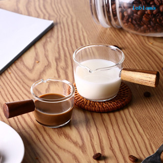 [LBA] 高硼硅玻璃小奶盅 迷你牛奶壺 日式咖啡加奶杯 帶木柄尖嘴小奶罐