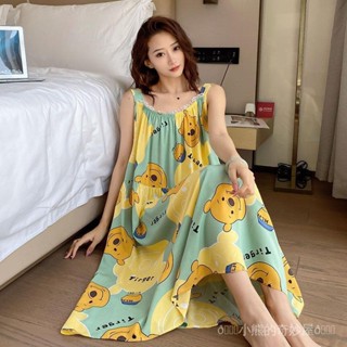 【臺灣出貨】【滌綸麵料】大碼弔帶睡裙女300斤胖mm中長款傢居裙寬鬆顯瘦無袖睡衣夏季薄款大碼女裝 胖妹妹 大尺碼