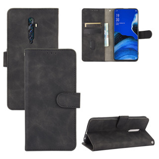 適用oppo Reno 2Z手機殼 Reno 2F保護套翻蓋磁扣插卡膚感牛皮紋皮套素面色書本式手機殼