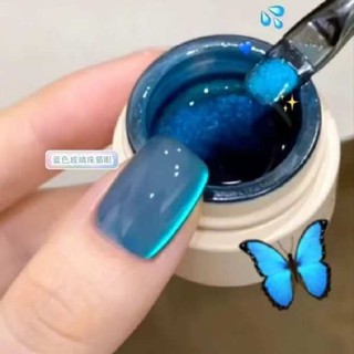 貓眼膠 貓眼甲油膠 貓眼指甲油 網紅爆款藍色貓眼甲油膠2024年新款罐裝爆閃玻璃珠貓眼美甲店專用