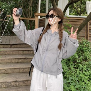 【滌綸材質】美式甜酷風工裝衝鋒衣外套女秋季新款戶外輕薄防曬衣連帽開衫上衣