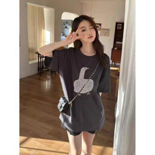 高拐賣大鵝！現貨100%純棉短袖T恤女 動物印花 百搭上衣 韓版 日系 美式 小眾服飾 慵懶寬鬆顯瘦 大碼女裝 ins
