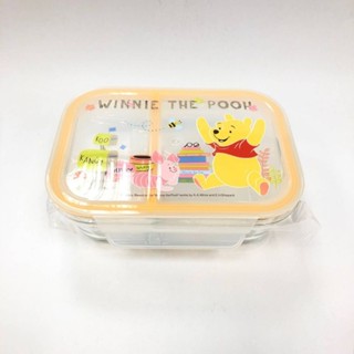 迪士尼玻璃分隔保鮮盒-維尼(附手提袋)(18.2X13.8X6.2cm)[大買家]