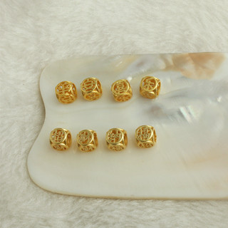 TL-(10pcs)-沙金包金平安喜樂一體方形隔珠diy手工飾品配件招財納福大孔珠