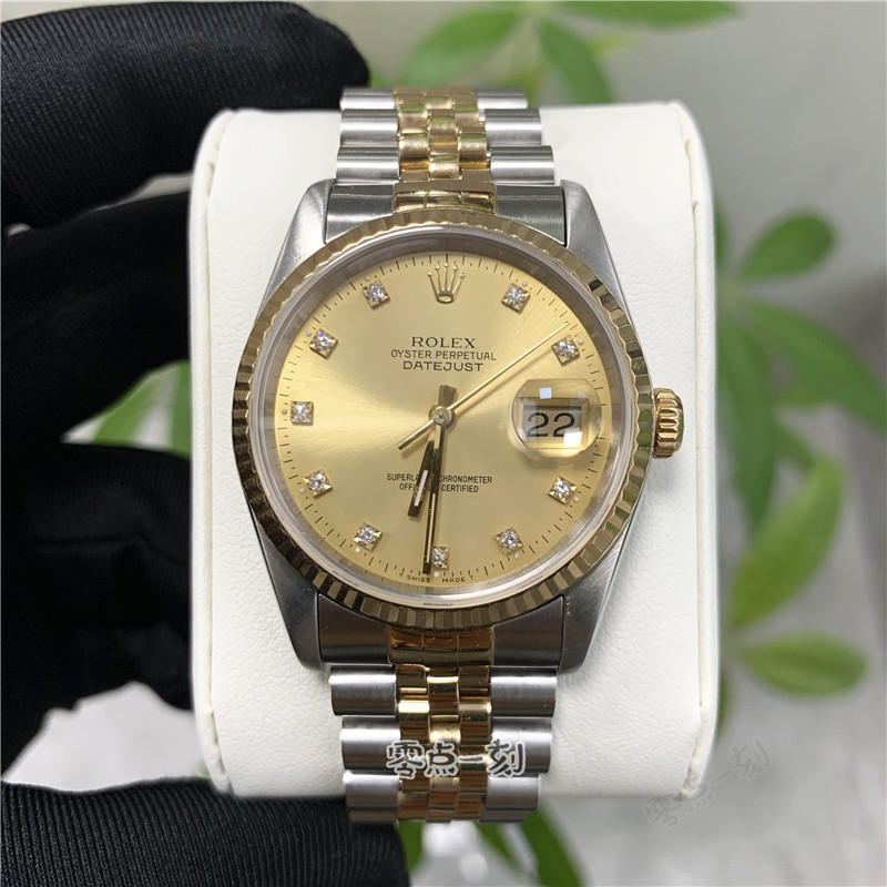 Rolex 男士手錶日誌型全自動機械腕錶後鑲鑽16233