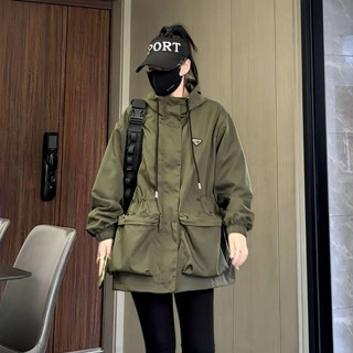 外套 風衣外套 風衣 外套女 風衣女中長款新款大口袋韓版ins連帽胖MM寬鬆休閒春秋外套6631